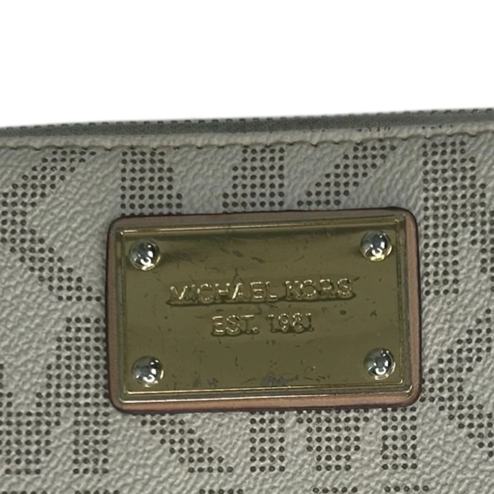 Michael Kors Beige Brown Logo Wristlet Wallet Organizer